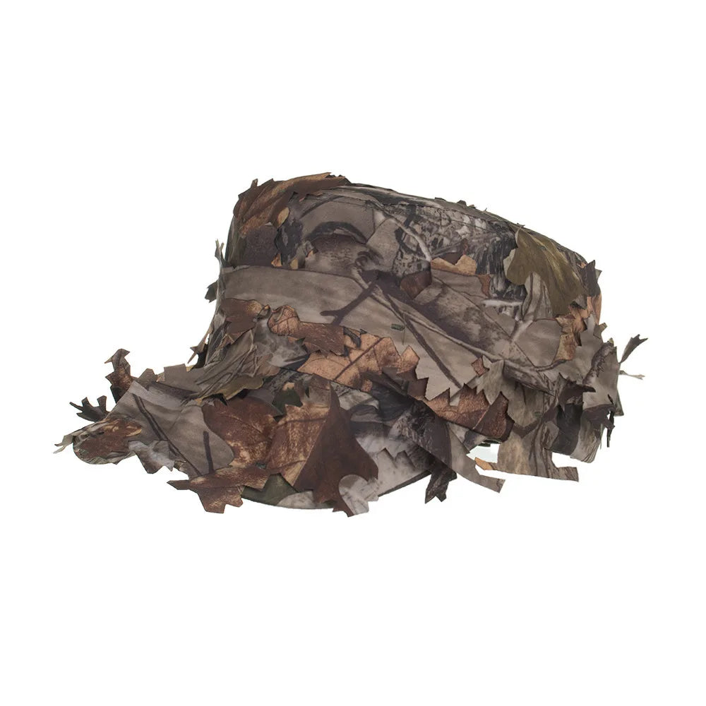 Men's Camouflage Boonie Hats 3D Leaves Camo Tactical Cap Ghillie Caps Hunter Sniper Hats Fishing Sunshade Hunting Accessories