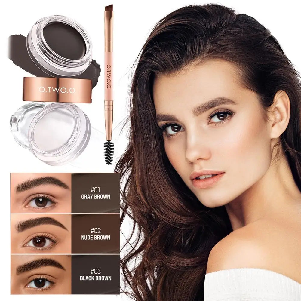 3 Colors Eyebrow Pomade Cream Waterproof Long Lasting Creamy Texture Eye Brow Tint Enhancers Makeup Cosmetics With Brush