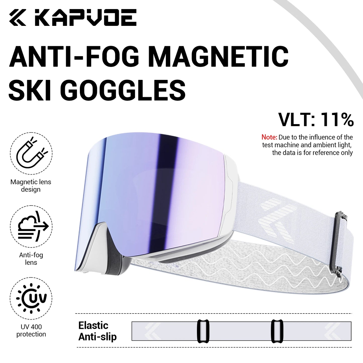 KAPVOE UV400 Magnetic Attraction Lens Outdoor Sports Photochromic Ski Goggles Men Snowboard Glasses Women Winter Snow Sunglasses