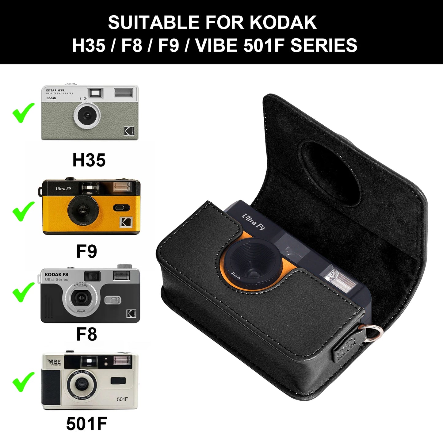 For KODAK H35 H35N Frame Film Camera Camera Case Storage Holder Organizer for Kodak F9 F9S M35 M38 I60 Paper Shoot kamera