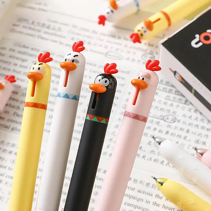 1/4pcs Funny Chick Carrot Press Type Black Quick Dry Gel Pen Creative Stress Relief Writing Tool for Study Office School