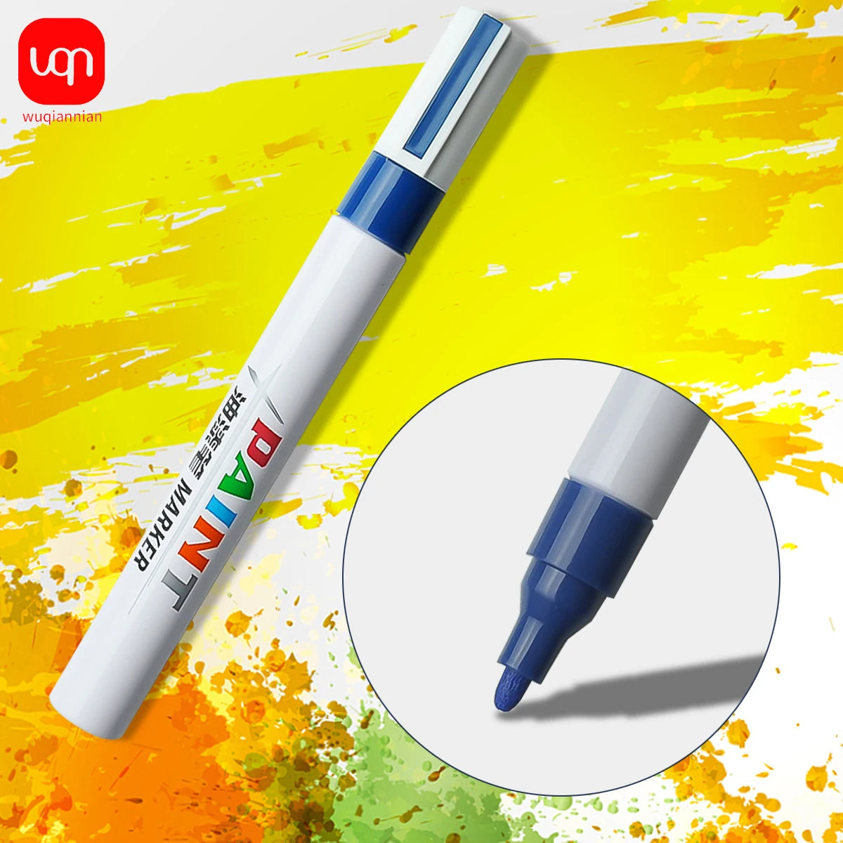WQN-1PC Business Office Student Paint Pen, Waterproof Permanent Tire Position Marking Pen, Multi-Color, School Office Stationery