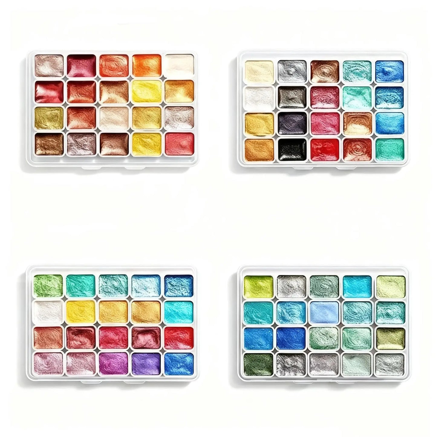 20/80-Colors Metal Watercolor Painting Set, New Portable Box With Sparkling Pearl Solid Watercolor Painting, Art Supplies