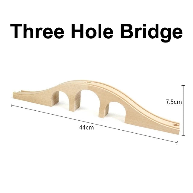 Wooden Track Accessories Beech Wood Railway Train Track Bridge Station Parts fit For All Brands Wooden Tracks Toys For Kids