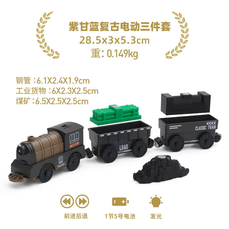 Electric Train Set Toys Model Train Electric Car Fit For Wooden Railway Wood Train Track Christmas Gift For Children