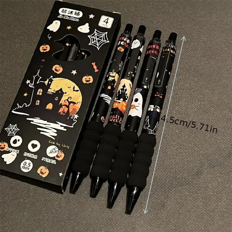 Halloween Themed Gel Pens 0.5mm Tip Diameter Featuring Ghosts Pumpkins Witch Hats - Perfect for Classroom Rewards