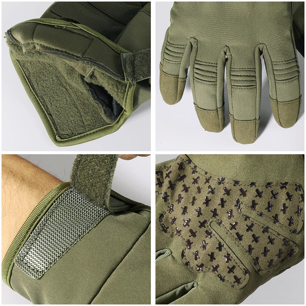 Tactical Gloves Touch Screen Full Finger Glove Hard Shell Fleece Combat Airsoft Hunting Hiking Bicycle Cycling Ski Anti-skid Men