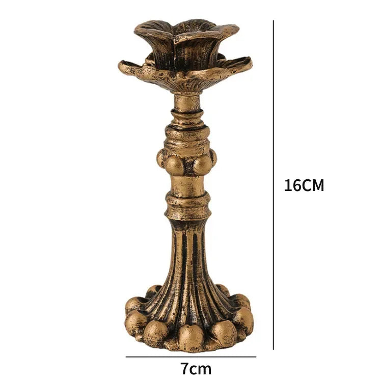 1Pc Antique Candlestick Resin Candle Accessory Retro Candle Holder French Candle Sconce Nostalgic Candlestick Home Decor GiftsWF