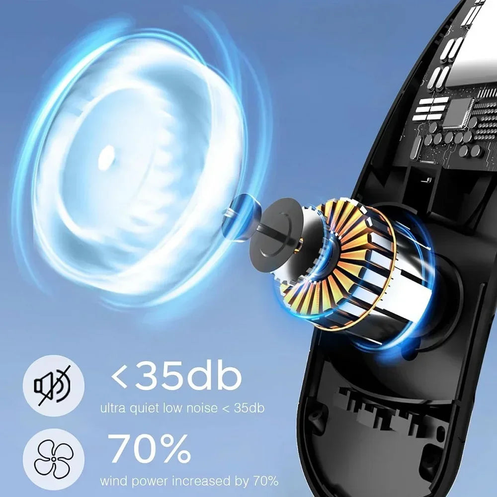 2024 New Mini Neck Fan Portable  Air Conditioner USB Rechargeable Bladeless Hanging Neck Fan Mute 4000mAh Outdoor Summer Cooler