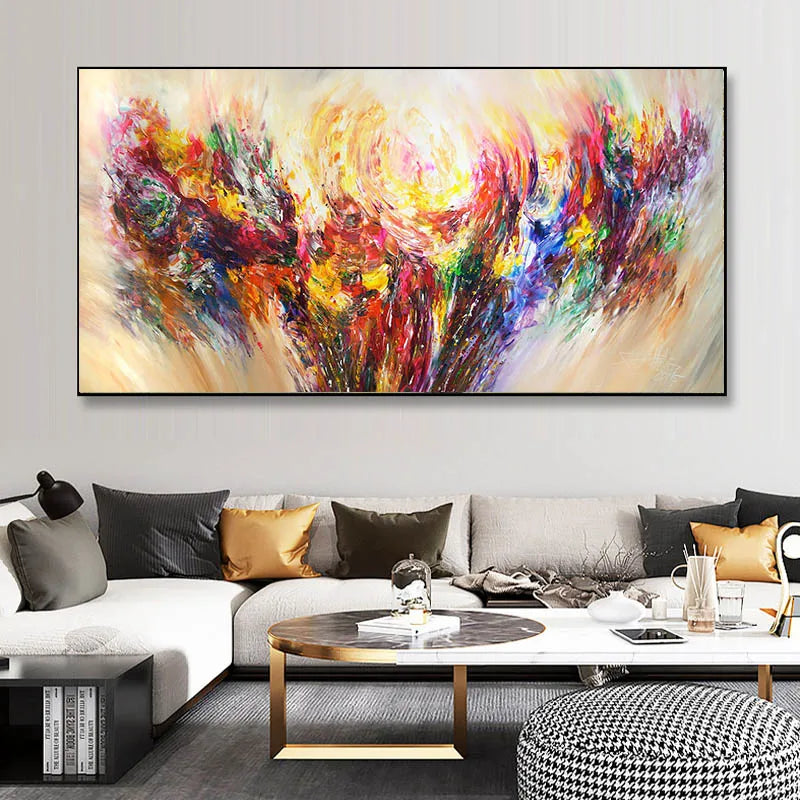 Abstract Colorful Canvas Painting Quadro Flower Posters and Prints Wall Art Pictures Cuadros Living Room Home Decor No Frame