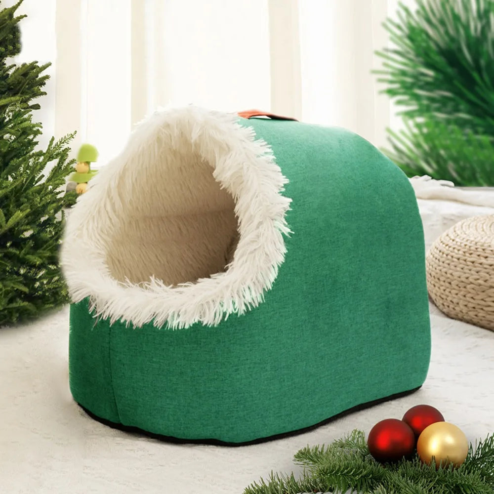 New Warm Winter Cat Bed Wrap Comfort Cat House Integrated with Handle Pet Cave Cats Dogs Furniture
