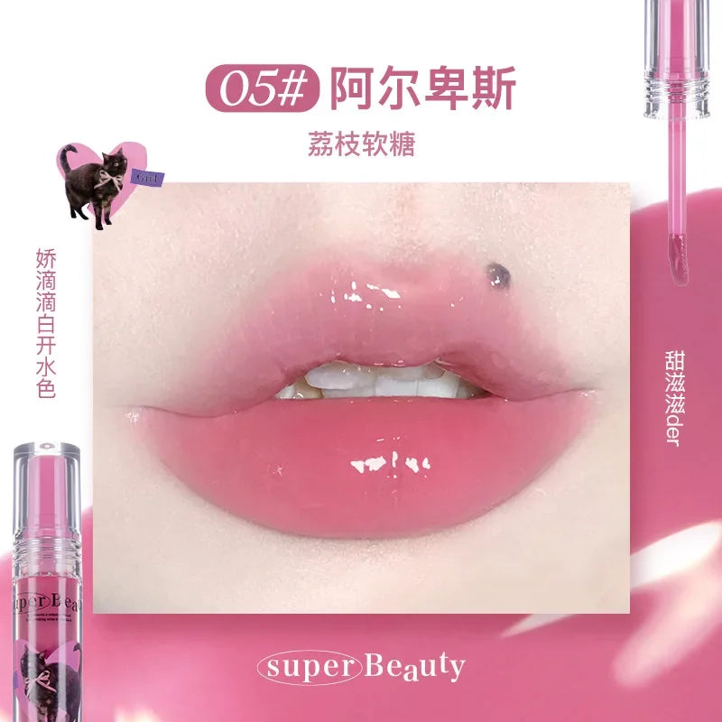 FLORTTE Lip Essence Lip Gloss Serum Lip Tint Oil Clear Nourishing Moisturizing Hydrating Fades Lip Lines Makeup Women Cosmetics