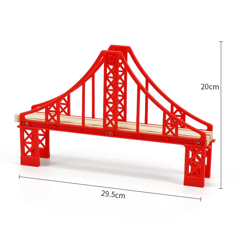 Wooden Train Track Accessories Universal Wooden Railway Tracks Bridge Parts Adapters Fit for All Brand Train Toys Birthday Gifts
