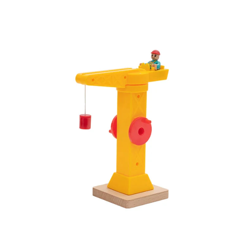 Wooden Train Track Accessories Tower Crane Compatible with Thomas Brio Track All Major Brand Railway Track