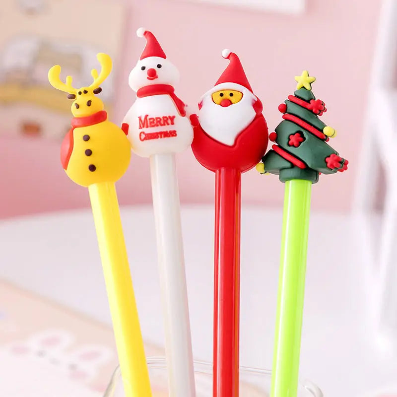 10/20/40 Pieces Cute Christmas Cartoon Gel Ink RollerBall Pens for Kids Gift School Office Home Supplies Snowman Student Prizes