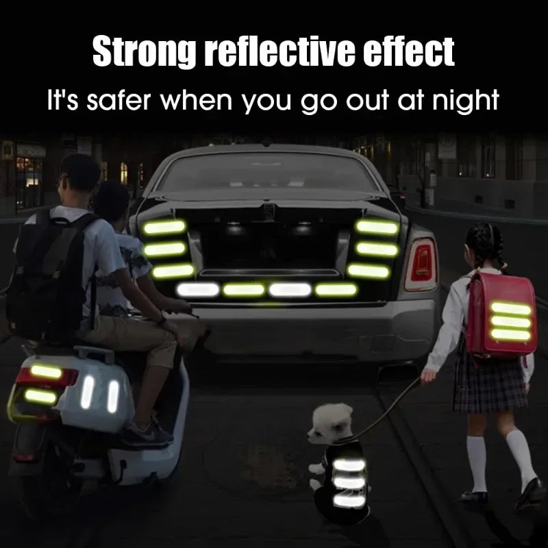 80-10PCS Car Helmet Safety Warning Reflective Sticker High Visibility Waterproof Tapes Auto Accessories for Night Walking Riding