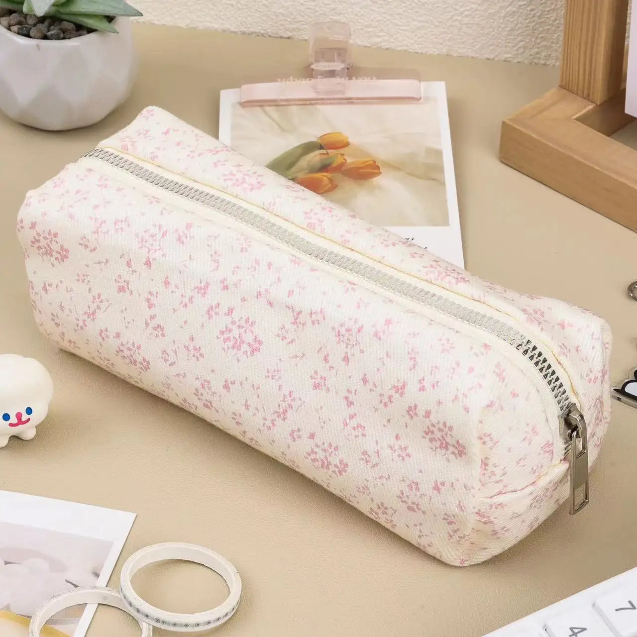 Kawaii Small Fresh Floral Pencil Case Large Capacity Storage Pen Pouch Pencil Bag Student Stationery Organizer School Supplies