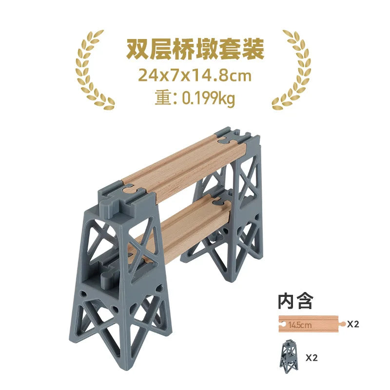 Wooden Track Accessories Rail Connectors set Wooden Train Toys Wood Railway Beech Turntable Bridge Tunnel Urban Rail set