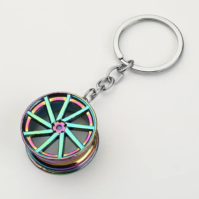 Automotive Gear Head Keychain - Speed Gearbox Keyring with Turbo Hub & Brake Disc Design