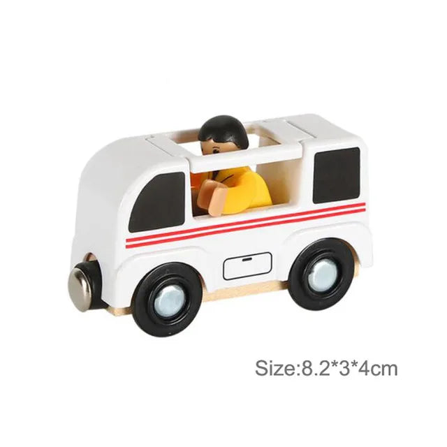 Wooden Magnetic Trolley Wood Track Accessories Car Train Track Scene Airplane Truck Wooden Tracks Educational Toys Children Gift