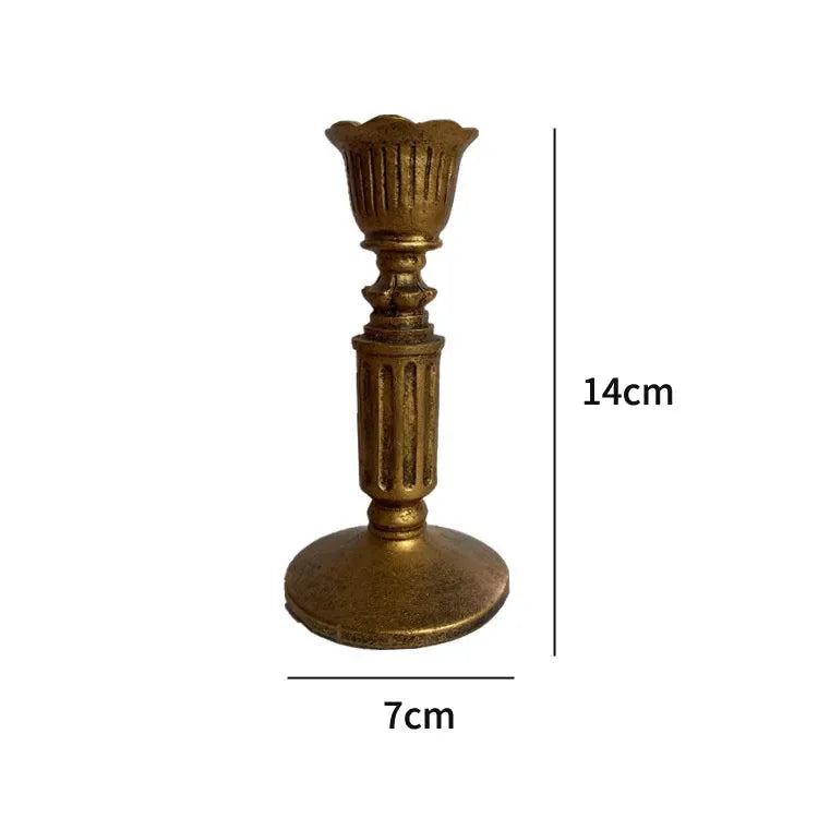 1Pc Antique Candlestick Resin Candle Accessory Retro Candle Holder French Candle Sconce Nostalgic Candlestick Home Decor GiftsWF