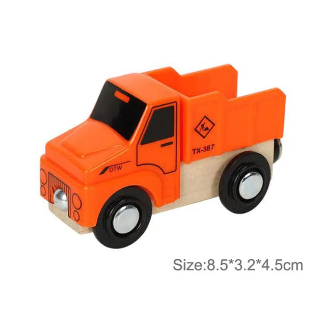 Wooden Magnetic Trolley Wood Track Accessories Car Train Track Scene Airplane Truck Wooden Tracks Educational Toys Children Gift