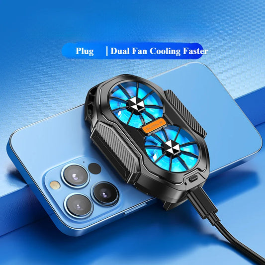 Premium Dual Fan Phone Cooler - Rechargeable Mobile Radiator Clip