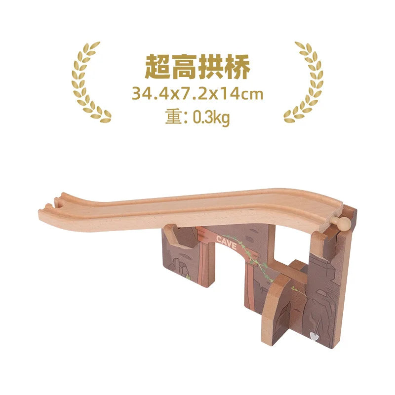 Kids Railway Toys Wooden Track Accessories of Wooden Bridge Tunnel Station fit for Brand Wooden Train Tracks Railway Toys