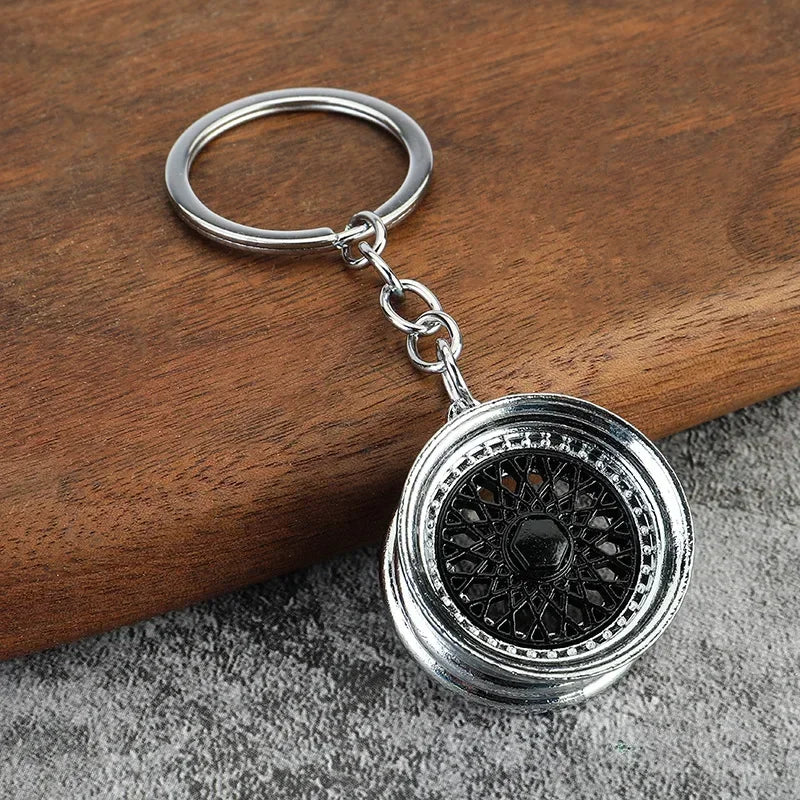 Automotive Gear Head Keychain - Speed Gearbox Keyring with Turbo Hub & Brake Disc Design