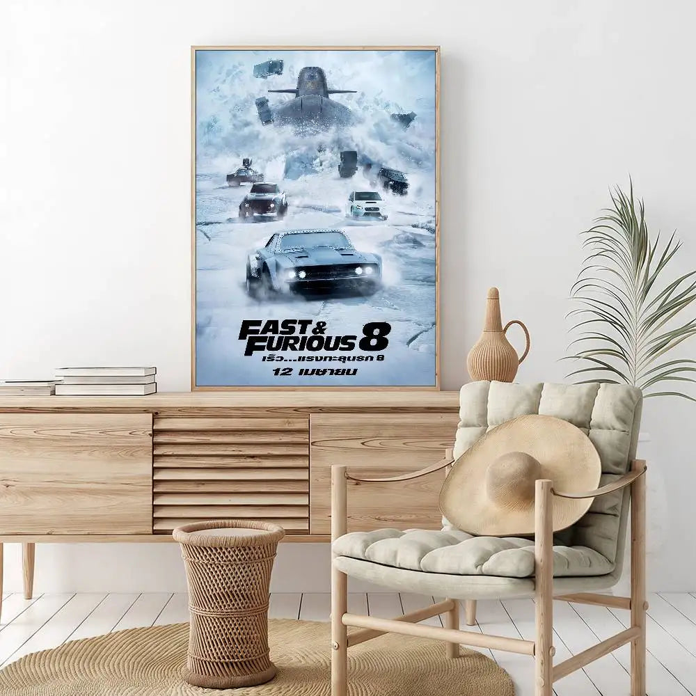 Fast And Furious Movie Whitepaper Poster HD Quality Poster Wall Art Painting Study Room Wall Decor
