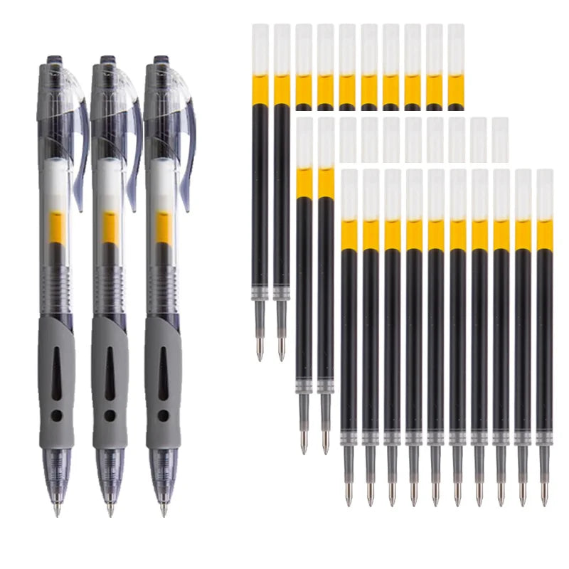 0.5mm Retractable Gel Pens Refill Set Black Red Blue Ink Ballpoint for Business Signature Writing Office Accessories School