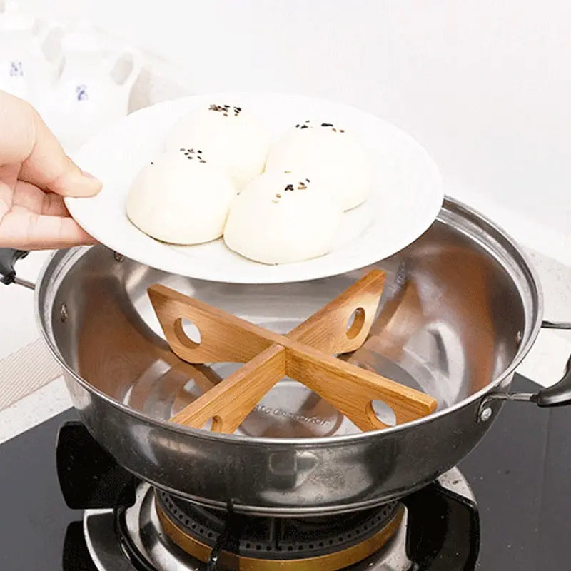 Wooden Cross Tray Holder - Anti-Heat Table Mat for Kitchen & Dining