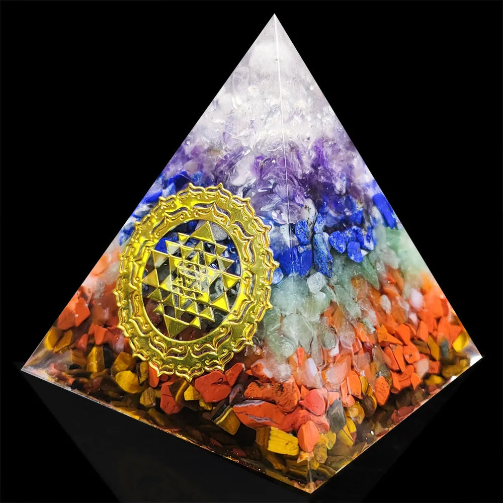 7 Chakra Orgone Pyramid for Reiki Healing Crystals and Stones Orgonite Energy Generator Meditation Balancing Home Decor Ornament