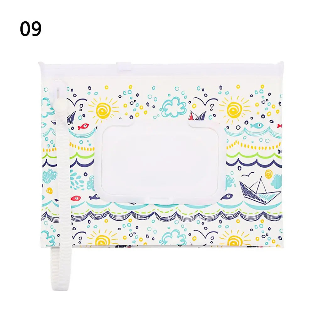 Hot Refillable EVA Wet Wipes Bag Cosmetic Pouch Tissue Box Wipes Holder Flip Cover Snap-Strap Carrying Case Stroller Accessories