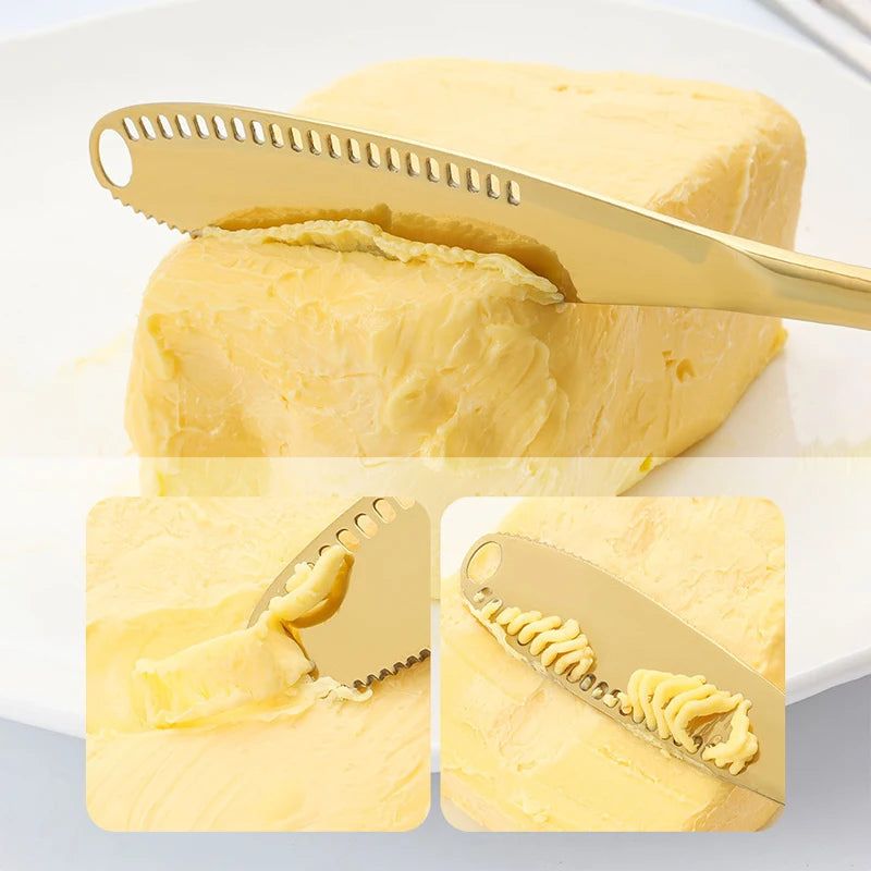 3-in-1 Stainless Steel Butter Knife - Multi-Function Spreader for Butter, Cheese & Jam