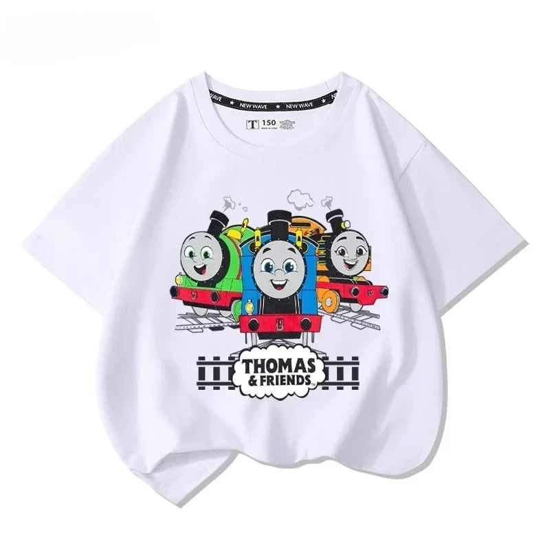 Thomas the train short-sleeved t-shirt cartoon new children's tops boys girls summer 100% cotton fashion comfortable t-shirt