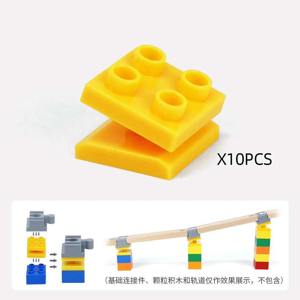 5-10PCS Wooden Train Track Accessories Plastic Building Blocks Adapters Wooden Track Connectors fit Wood Tracks Toys