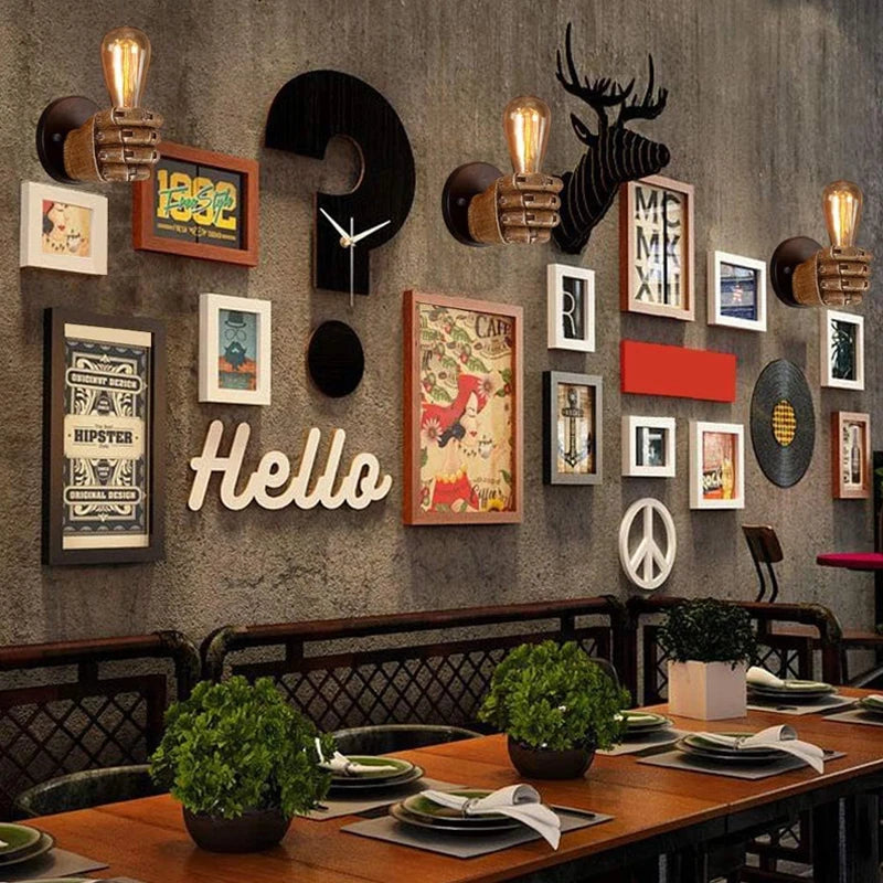 Premium Nordic Retro Fist Wall Lamp - Resin Hand Sconce Fixture
