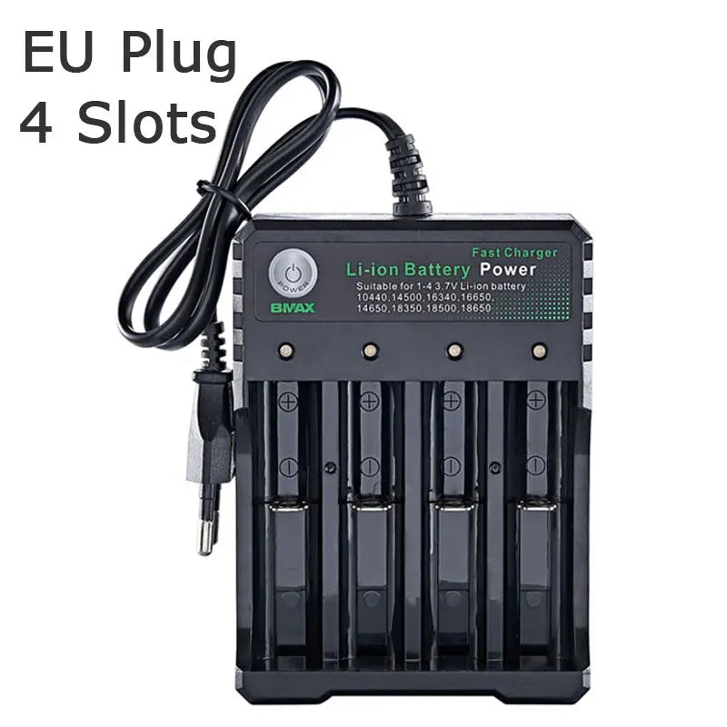 18650 Lithium Battery Charger - 1/2/4 Slot USB Charging Station for 3.7V Rechargeable Batteries