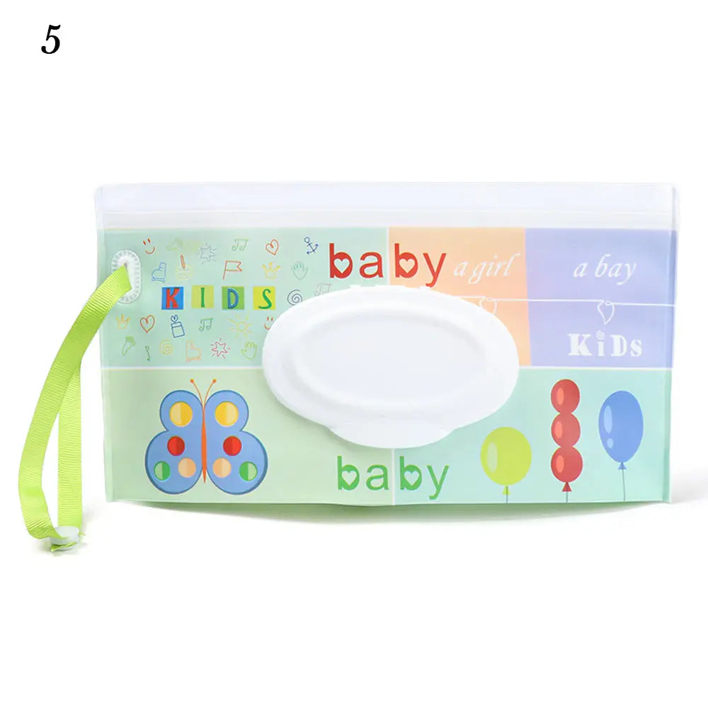 Hot Refillable EVA Wet Wipes Bag Cosmetic Pouch Tissue Box Wipes Holder Flip Cover Snap-Strap Carrying Case Stroller Accessories