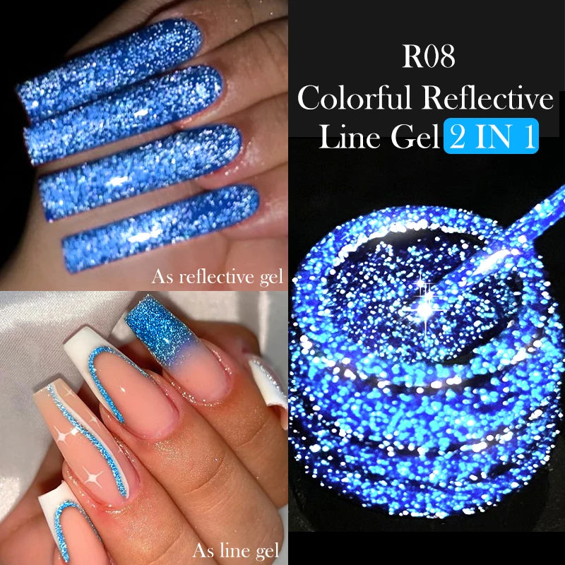 LILYCUTE Reflective Glitter Gel Nail Polish - 5ml Sparkling Liner