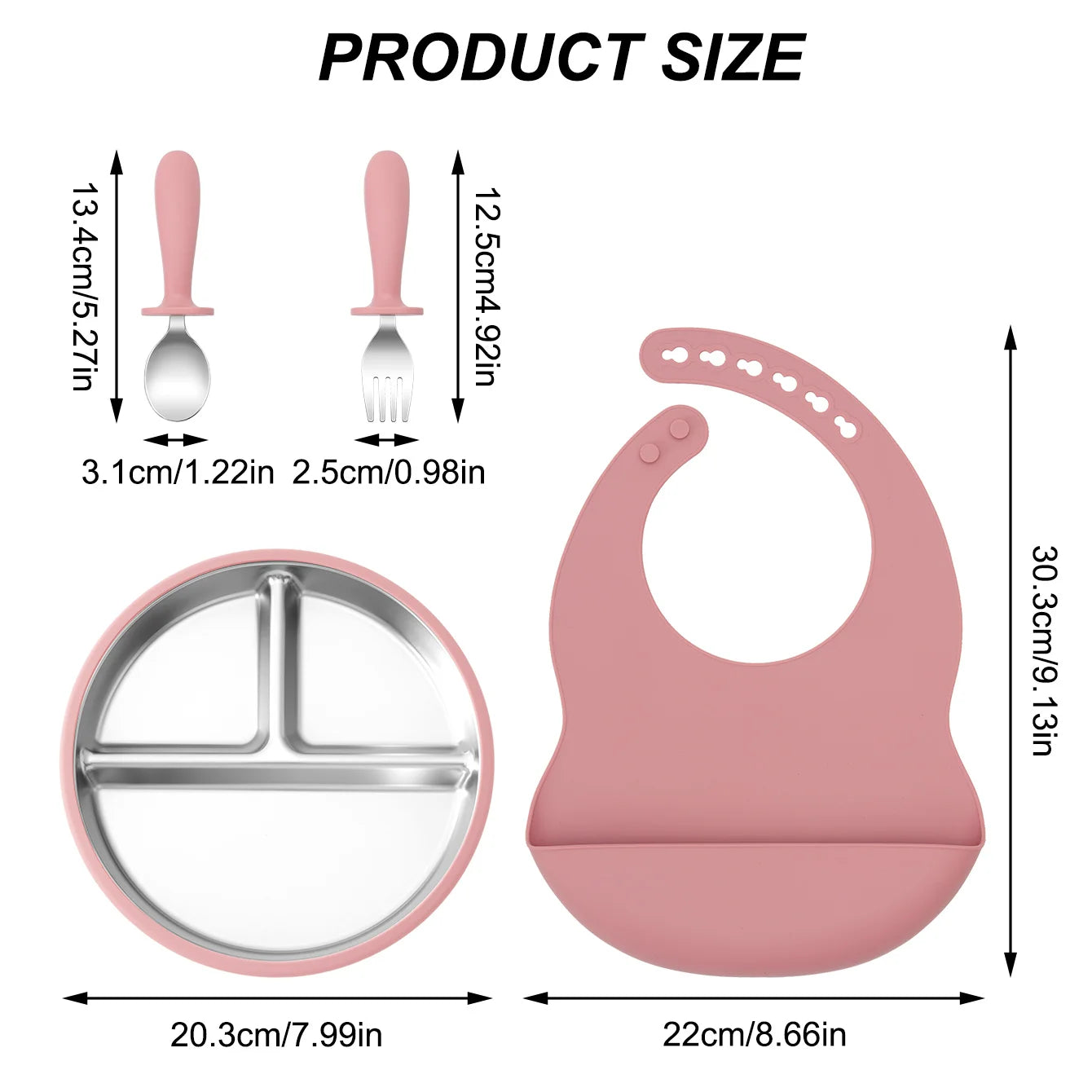 Premium 4-Piece Baby Feeding Set - Stainless Steel & Silicone Tableware