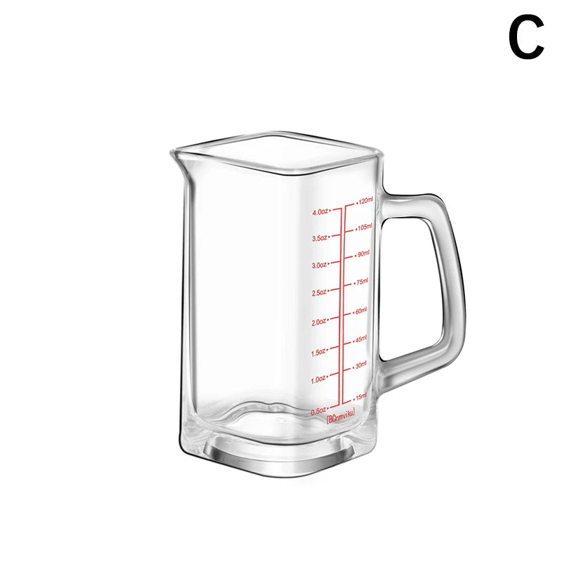90/120ml Heat-resistant Glass Measuring Cup Milk Jigger Glass Ounce Cup With Handle For Espresso Coffee Brarista Accossories