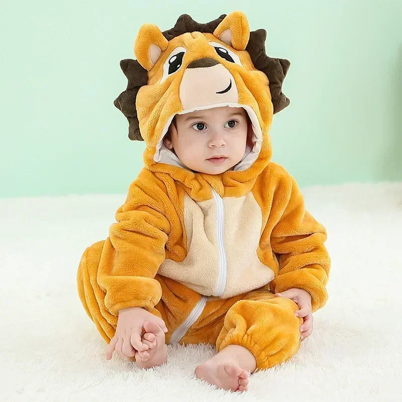 Premium Animal Kigurumi Baby Romper - Winter Flannel Costume Jumpsuit