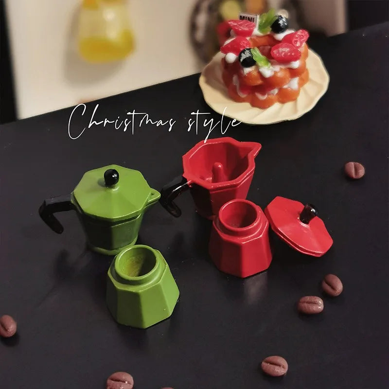 1pc Mini coffee pot, coffee machine, toy model, coffee utensil, miniature scene, doll house accessories