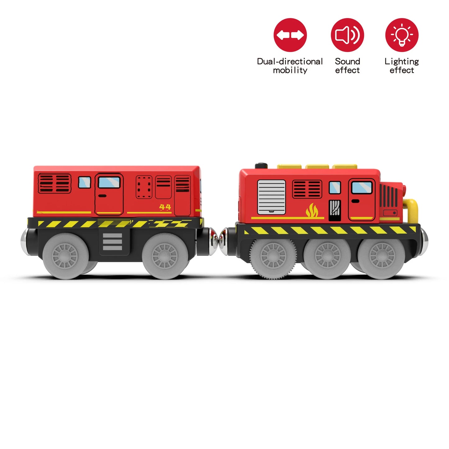 Kid Magnetic Electric Train Car Locomotive Wooden Track Slot Diecast Railway With Two Carriages Wood Toy Gift