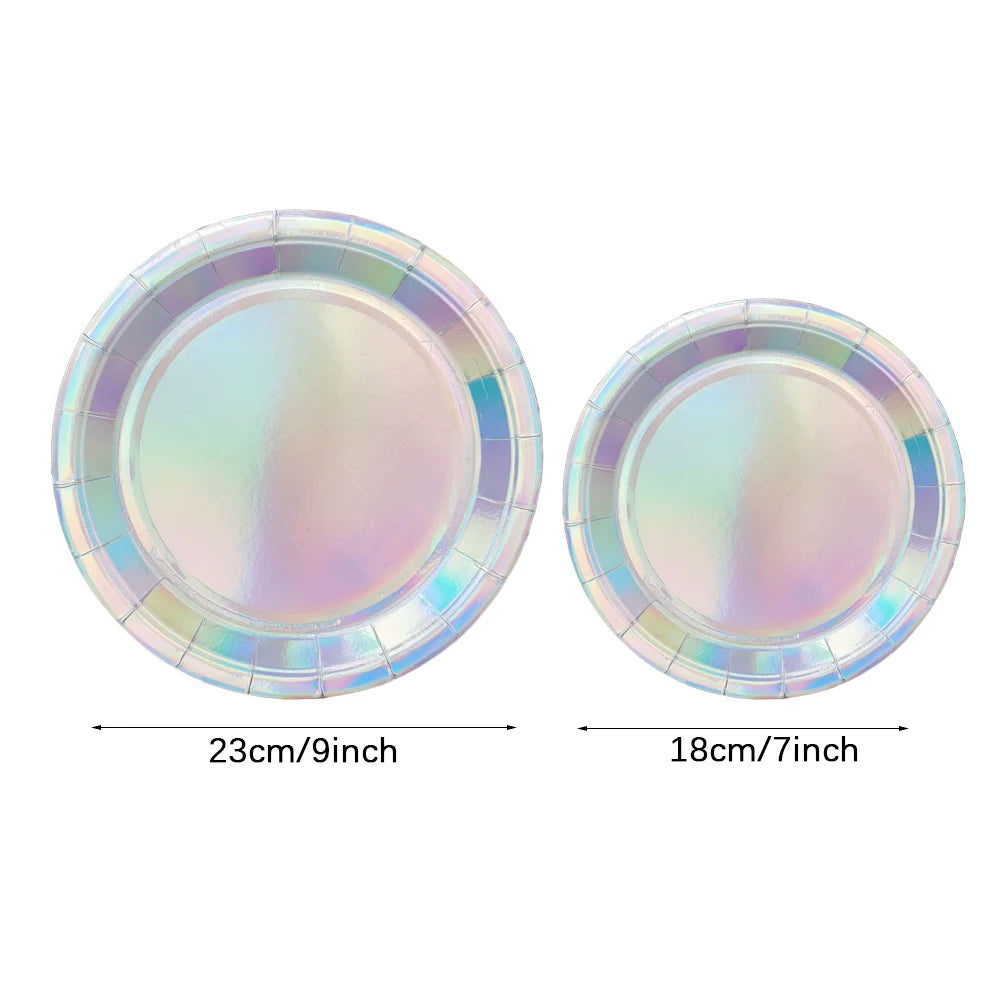 Laser Disposable Tableware Sets Silver Party Paper Cups Paper Plates Straw Party Tableware Wedding Decor Birthday Party Supplies
