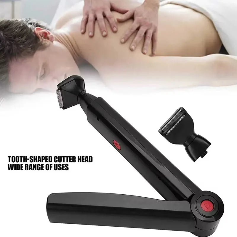 Hot Selling Electric Back Shaver with Folding Shaver for Men USB Rechargeable Folding Handle with Two Shave Heads