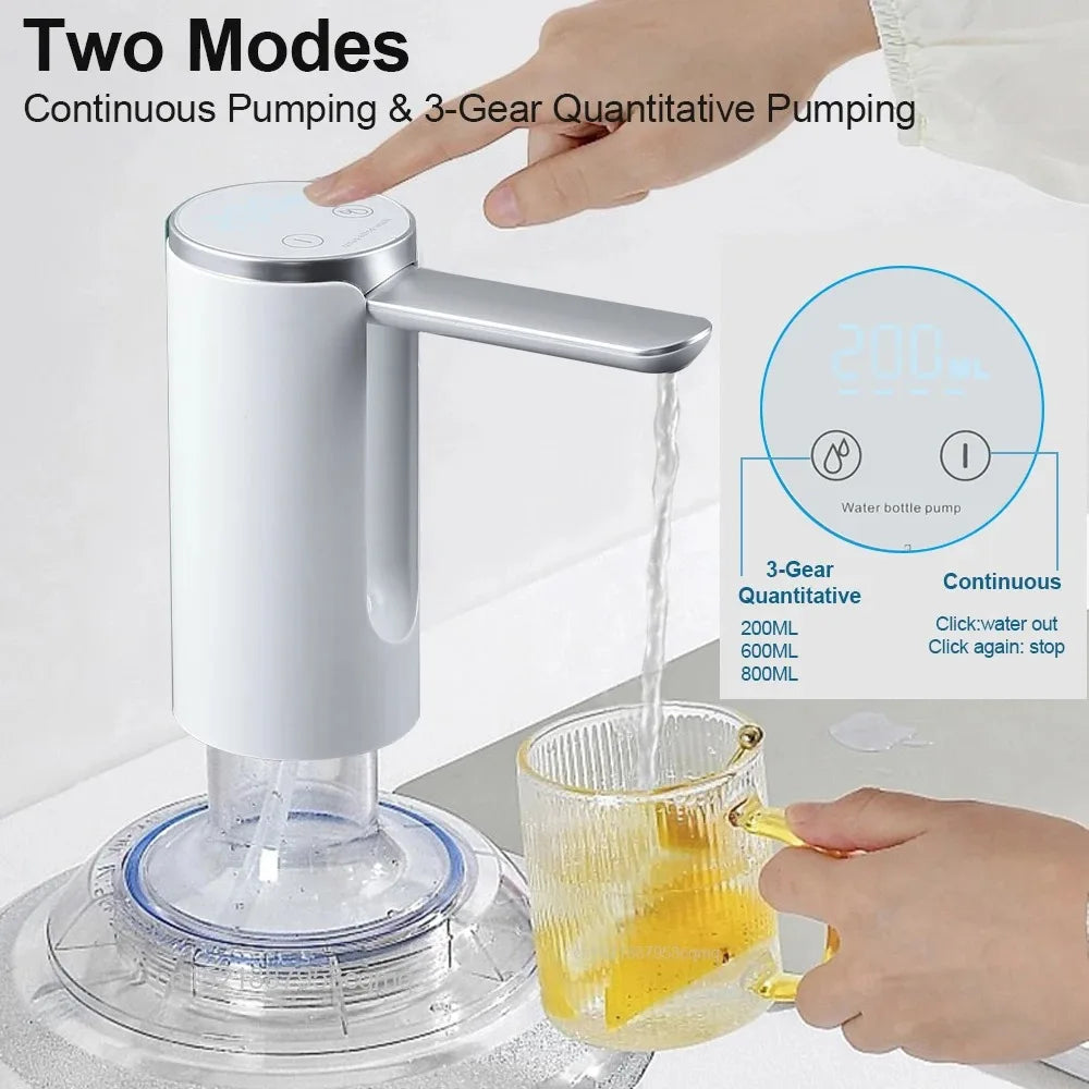 Rechargeable Portable Water Pump Mini Automatic Water Dispenser with Switch USB Charging for Universal 5 Gallon Bottle