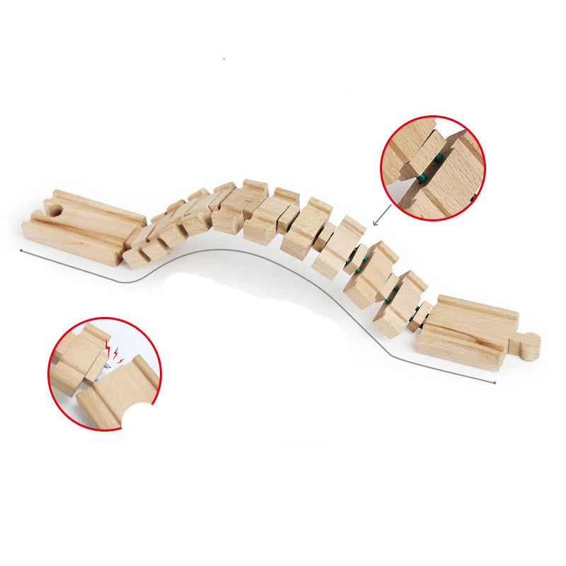 Wooden Train Track Accessories Universal Wooden Railway Tracks Bridge Parts Adapters Fit for All Brand Train Toys Birthday Gifts